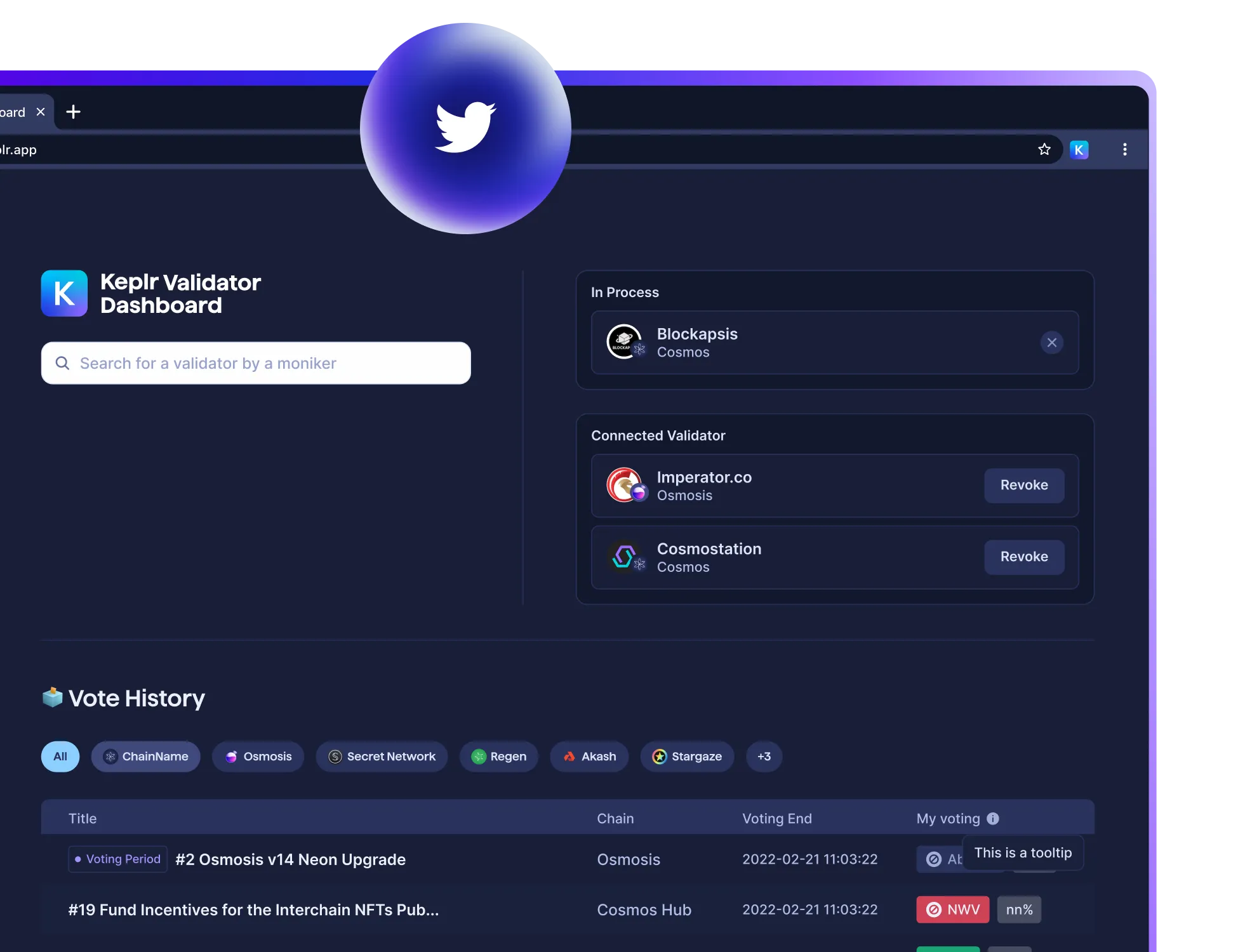 Keplr Validator Dashboard